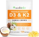 Vitamin D3 K2 Supplement Softgels, 10000 IE VIT D3 + 200 MCG K2 (MK- 7)