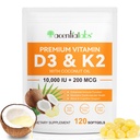 Vitamin D3 K2 Supplement Softgels, 10000 IE VIT D3 + 200 MCG K2 (MK- 7)