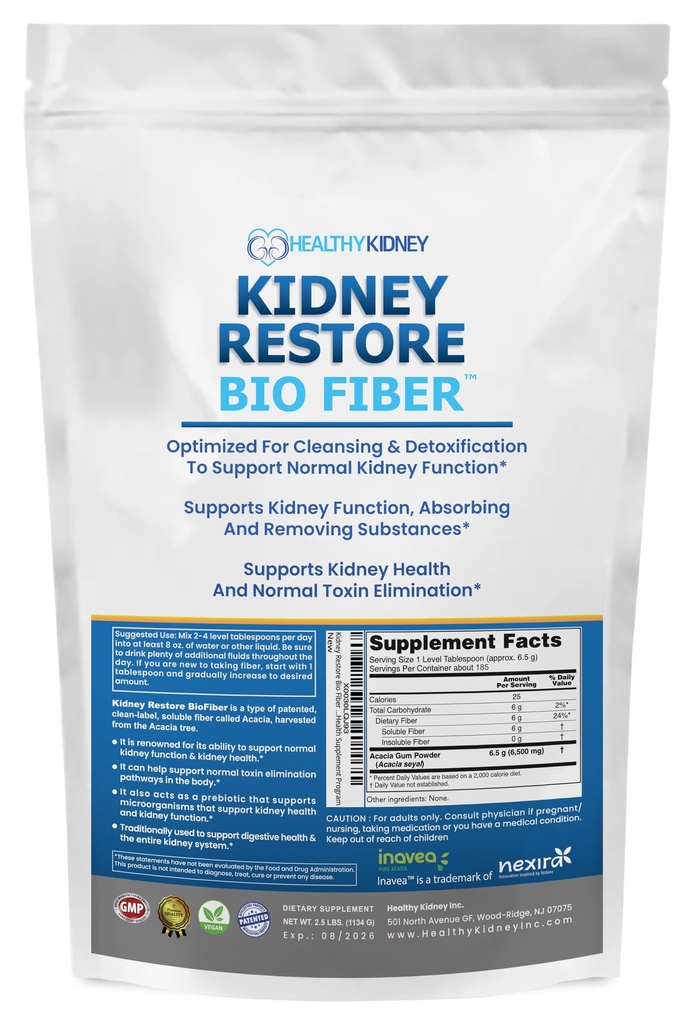 Bio Fiber, Nyre Rengøring Detox & Reparation - Genoprettende Nyre Support & Nyre supplement til at fjerne affald, Nyre Sundhed supplement - Tilføj til te for Nyre Sundhed - 2.5 LBS