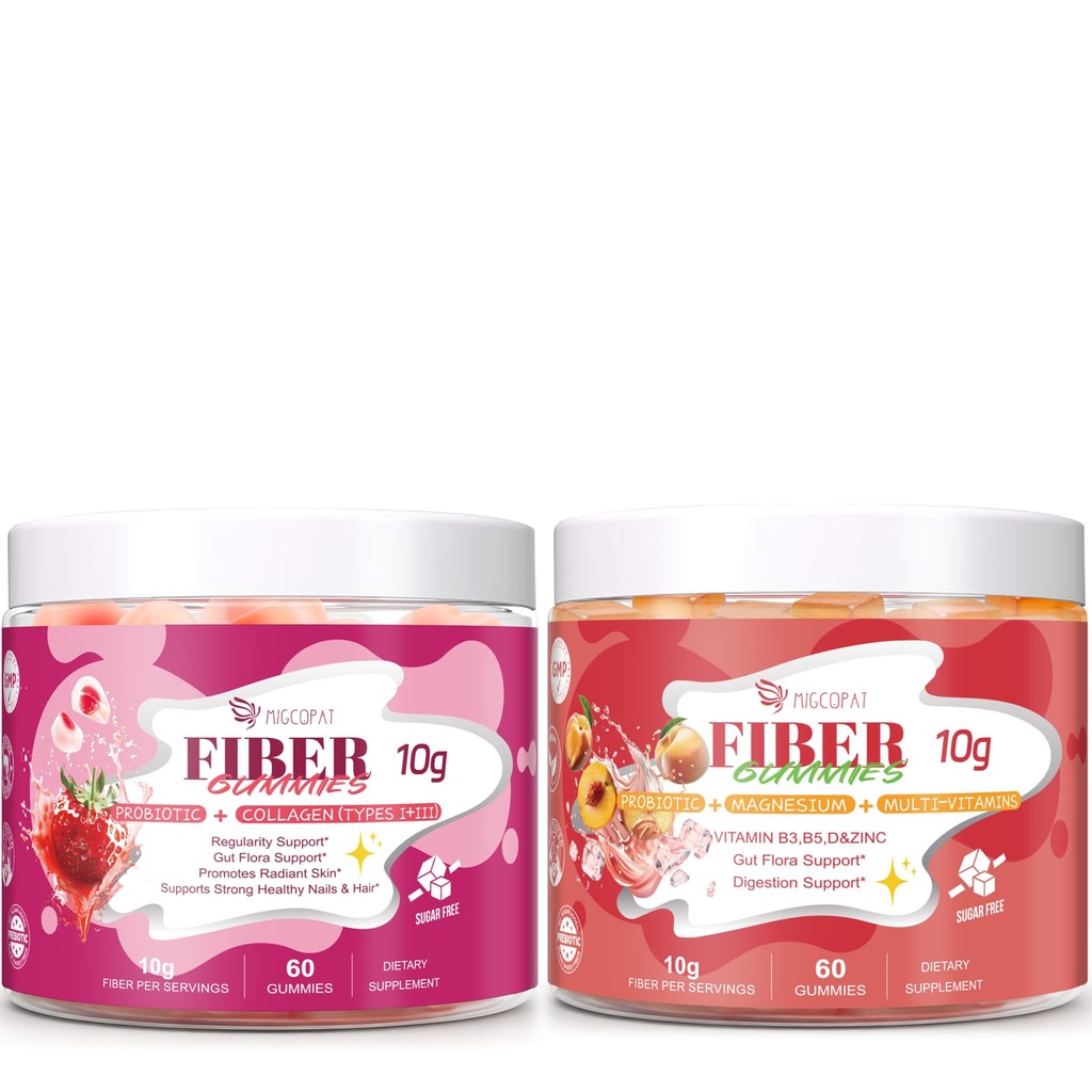 Migcopat Strawberry Fiber Gummies & Peach Fiber Gummies