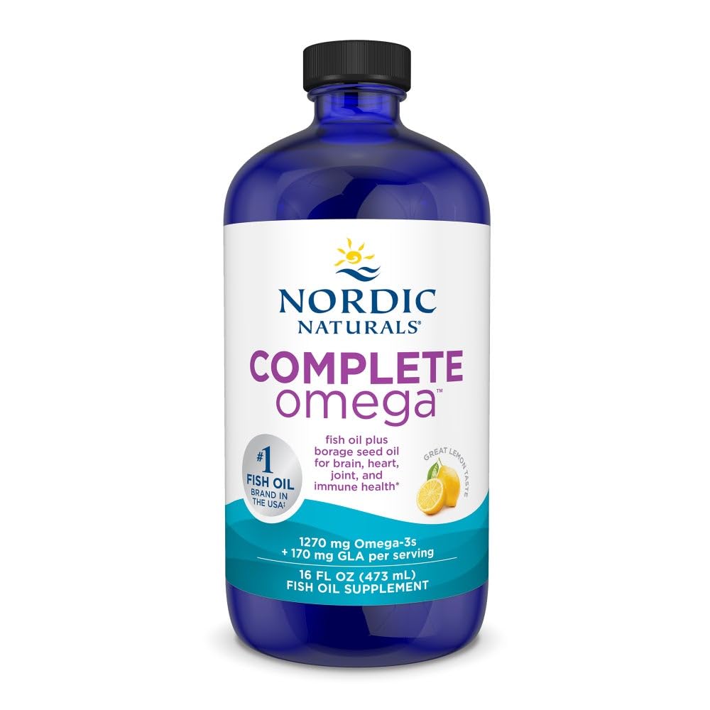 Nordic Naturals Complete Omega, Lemon Flavor - 16 oz - 1270 mg Omega-3 - EPA & DHA med tilsat GLA - Sund hud, kognition, positiv mood - ikke-GMO - 96 Serveringer