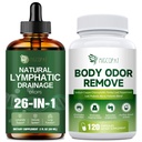 Migcopat 26-in-1 Lymphatic Drainage Drops + Chlorophyll Capsules with 10 Billion CFU Probiotic, Vitamin C & E, Parsley, Peppermint, Green Tea, Prebiotics, 120 Caps