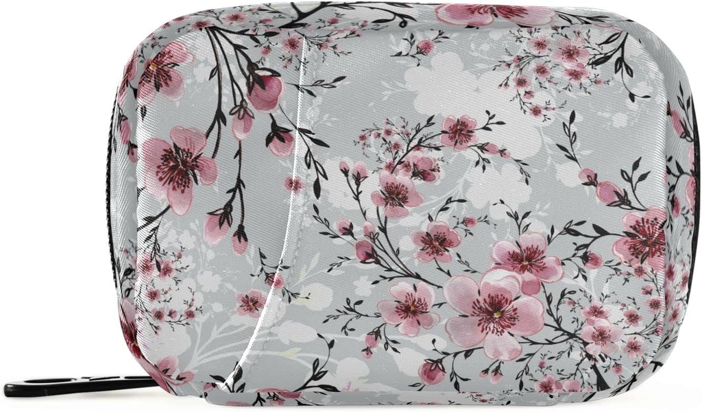 Naanle 7 dag Cherry Blossom Pill Organizer Bag med lynlås, Portable ugentlige sag, Kompakt størrelse for vitamin supplement Holder