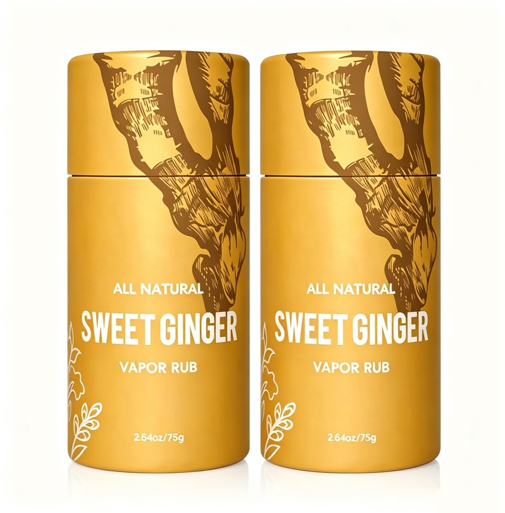2pcs Sweet Ginger Vapor Rub Stick Herbal Balm Multipurpose Vapor Rub for Hands, Knee, Neck, Back Massage, Fast Absorbing
