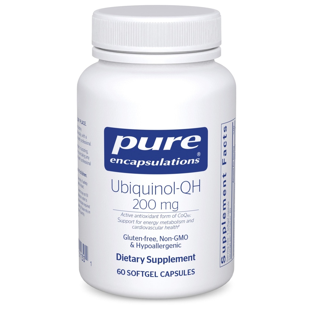 Ren indkapsling Ubiquinol- QH - 200 mg Ubiquinol - Aktiv form af Coenzym Q10 - Heart Health & Energy Metabolisme Support * - Antioxidant Supplement - 60 Softgel kapsler