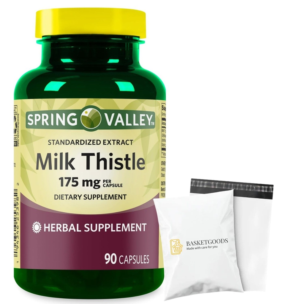 Spring Health Valley Milk Thistle Twin Pack 175mg, 180 Count Total Set with Basket Goods Store