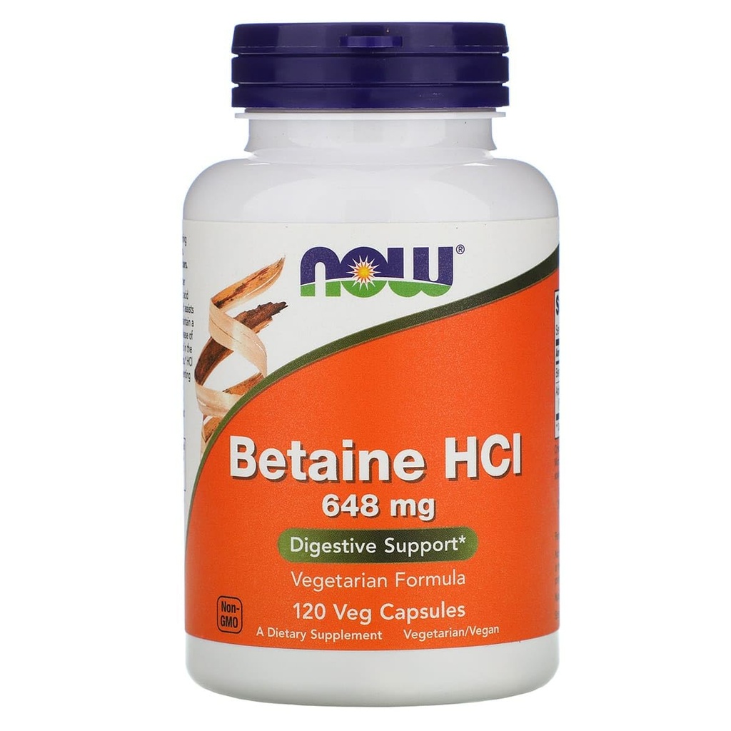 Foods Betaine HCl, 648 mg med 150 mg pepsin, 120 kapsler, 2 pakninger