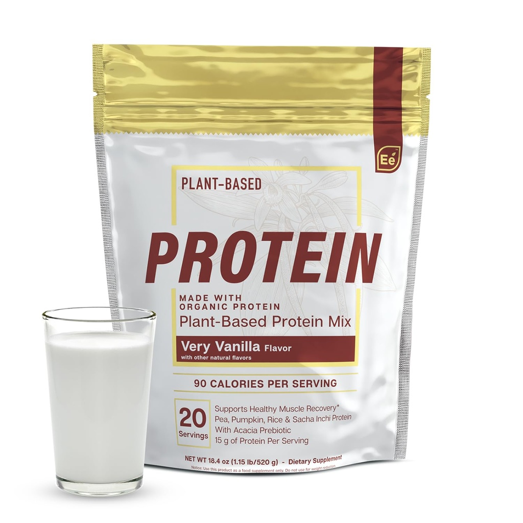 Essentielle elementer Pea Protein Powder - Meget vanilje Budding 124; Low- carb Plant- Based Vegan Blend - Keto- Friendly and Gluten- Gratis Buddy 124; 20 Servere, 18oz