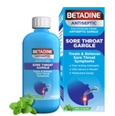 Betadine Antiseptisk Medicin Gargle, Povidon- Jod 0, 5%, Treat og Relieve Sore Hals Symptomer, Midlertidigt Reducerer Germs normalt findes i munden, Mint Flavor, 8 FL OZ