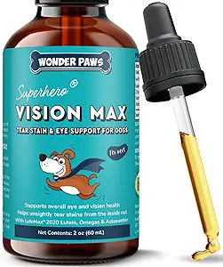 Premium Eye supplement til hunde - Tear stain supplement til hunde, øjne, Vision & Macular Health - Eye Support til hunde med Lutein, Zeaxanthin, Astaxanthin & Omegas - Alle aldre, Sizes & Breeds - 2oz