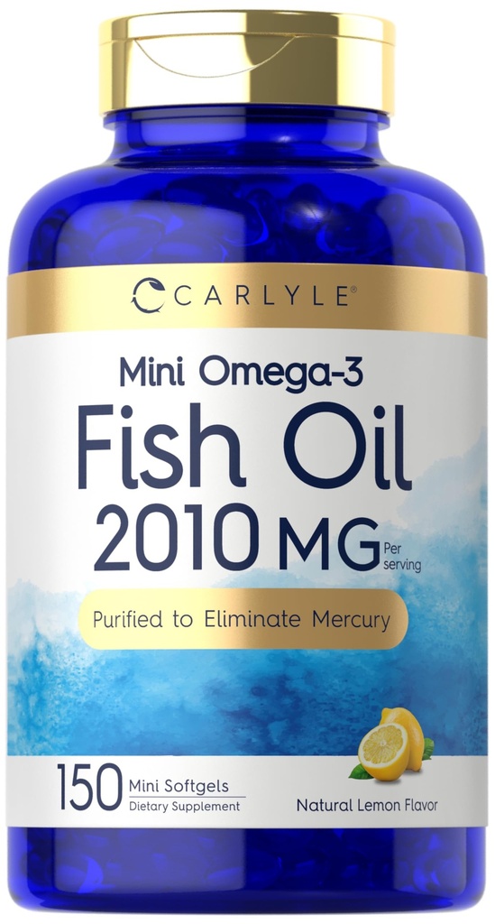 Carlyle Mini Fish Oil Softgels | 2010 mg | 150 Omega-3 Pills | with EPA & DHA | Non-GMO & Gluten Free Supplement