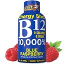 Stacker Vitamin B Complex B12 B6 B3 Liquid Energy Shots - Blue Rasperry Cyanocobalamin, 10,000% DRV - B-6 Pyridoxine 40mg - B3 Niacinamide (Niacin) 20mg - Bundle Pack (2oz, Pack of 24)