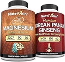 Nutrivein Premium Magnesium L- Threonate & Panax Ginseng Supplement Bundle: High- Absorption Magnesium Threonate og Red Ginseng Supplement Par for hjerne, mad og vitalitet