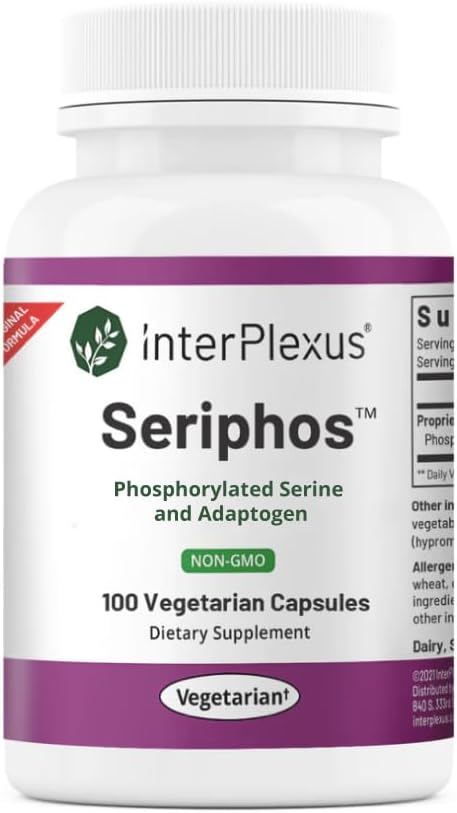 Seriphos - Phosphoryleret Serine Adaptogen - Cortisol Supplement - Hjælper kognitiv funktion, Gluten Free, Dairy Free, Soy Free - 100 kapsler
