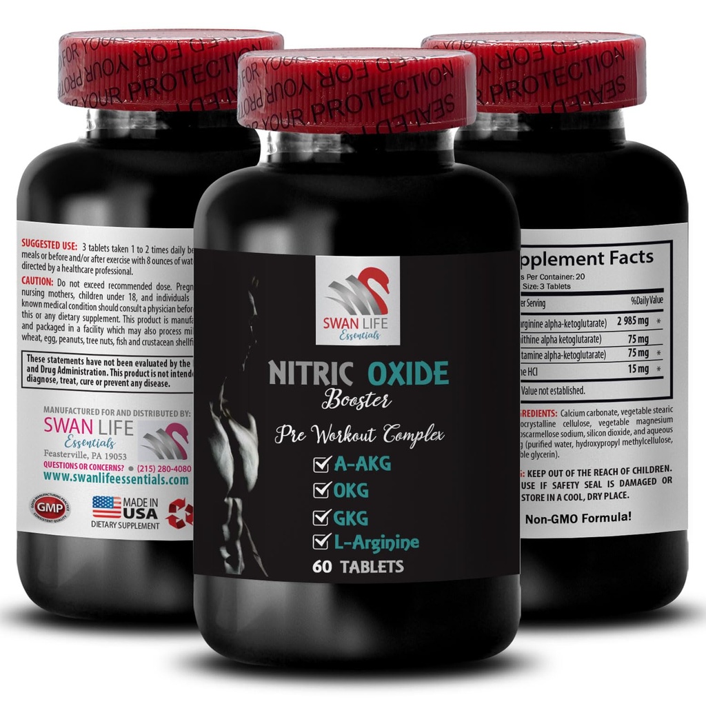 Power Boost - Nitric Oxide Booster - Nitric Oxide Booster Supplement, Stamina Increase, Fitness Boost, Performance Mix, Exercise Energy, Strength Support, Recovery Focus, Training 1 Bottle 60 Tablets