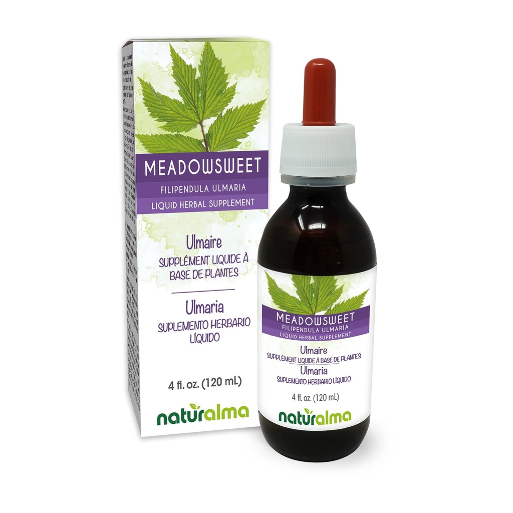 Naturalma Meadowsweet (Filipendula ulmaria or Spirea ulmaria) Flower Alcohol-Free Tincture - 4 fl oz Liquid Extract in Drops - Herbal Supplement - Vegan