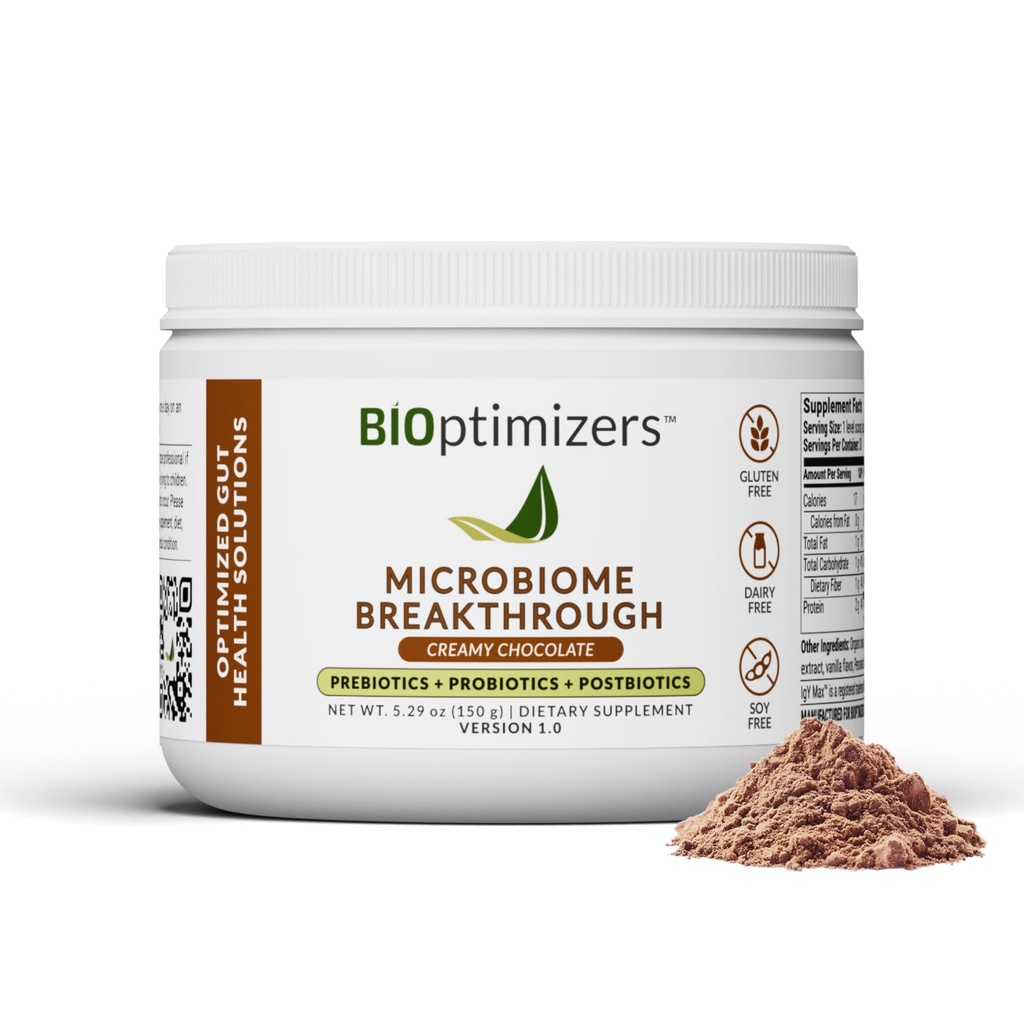 Mikrobiome Breakthrough Repair Powder - Chokolade Flavor - Har Lactobacillus Strains, Bone Broth & Collagen - Kilde til L- Glutamin - Gas & Bloating Relief - Forbedrer Gut sundhed - 30 Servering - 150g