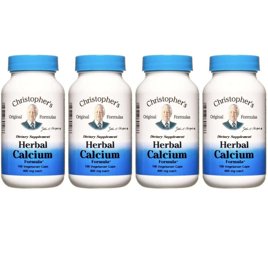 Christopher's Original Formulas Herbal Calcium, Natural Bone Support, 100 Caps, Pack of 4
