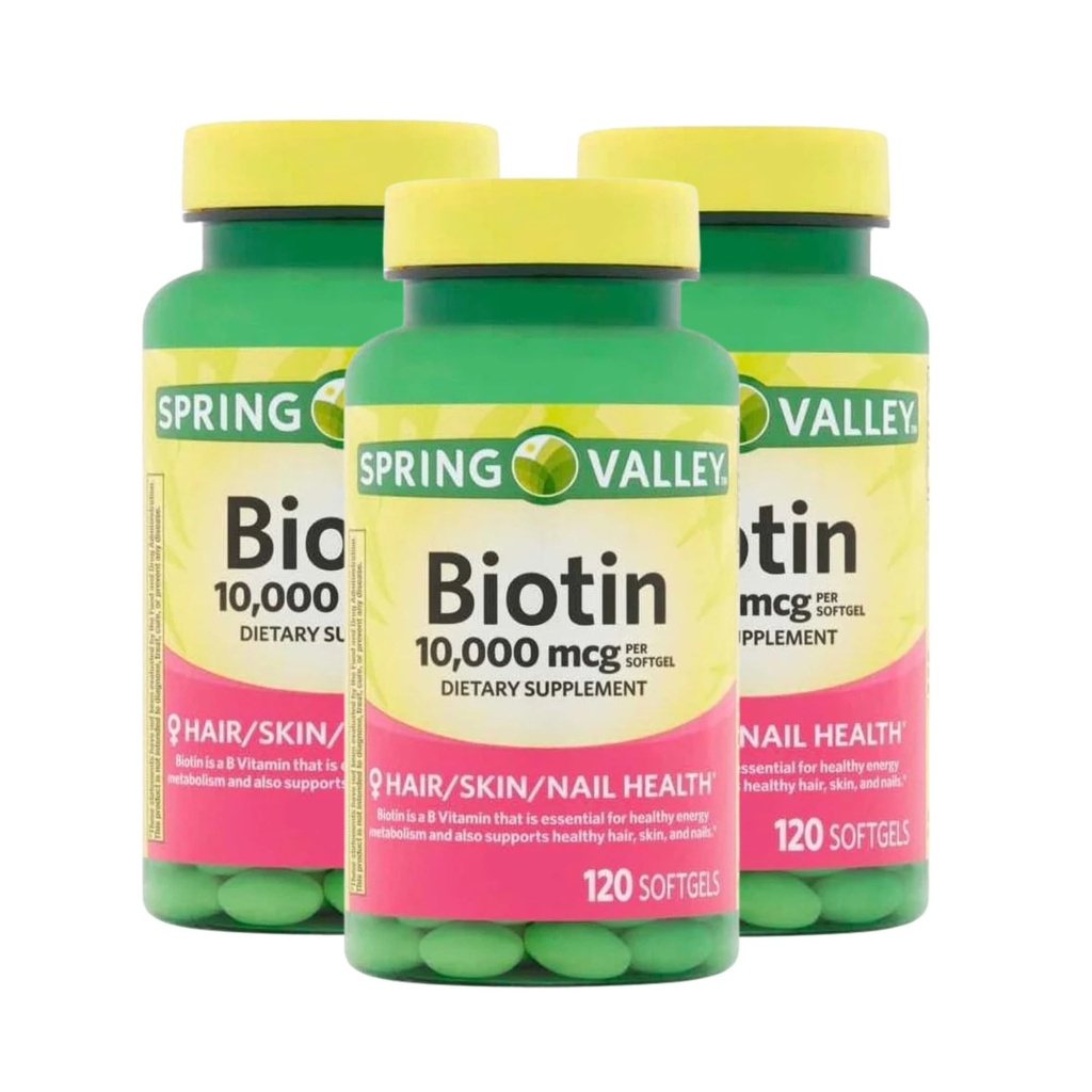 Biotin 10,000 mcg – 120 Tablets, High Potency Biotin Supplement, Vitamin B7 for Hair Skin and Nails for Women and Men, Biotin 10000 mcg Daily Support (Pack of 3)