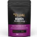 LUAL Biotin 10,000 mcg Hair Skin and Nails Biotin Hair/Skin/Nail Health 10,000 mcg - 120 SoftGels