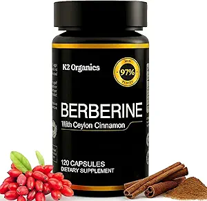 Berberine med Ceylon Cinnamon 1200mg - 97% purity- Non- GMO, Gluten- Free, Lab- Testet Vegan Berberine Supplement (120 Greve)