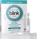 Blink Tårer Smøremiddel øjendråber Konserveringsfri, fugtgivende & lindrende for Mild til moderat tørøje, med Hyaluronate, Reducerer discomfort, Long- Lasting Hydration, 0,01 Single- Use Vials, 25 Greve