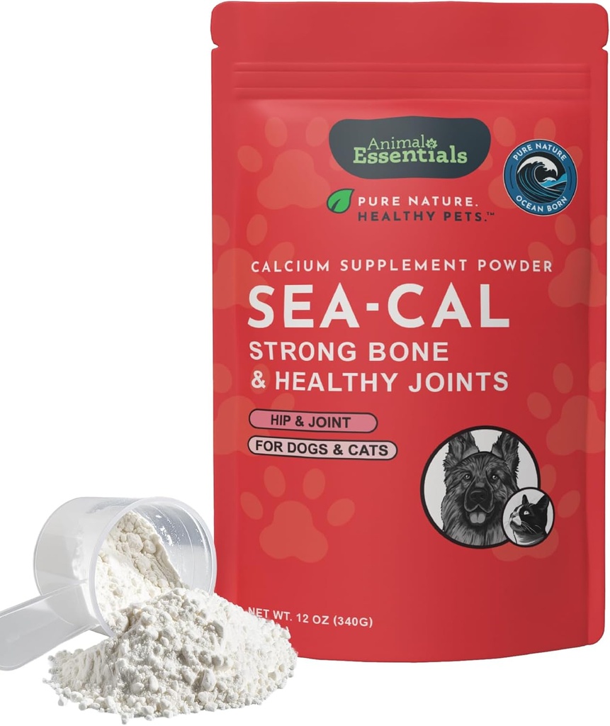 Animal Essentials Seaweed Calcium - supplement til hunde og katte, høj fordøjelighed, Pure Clean Islandsk Seaweed Calcium, fri for bly og hormoner, Lab Testet, Magnesium - 12 Oz (pakke med 1)