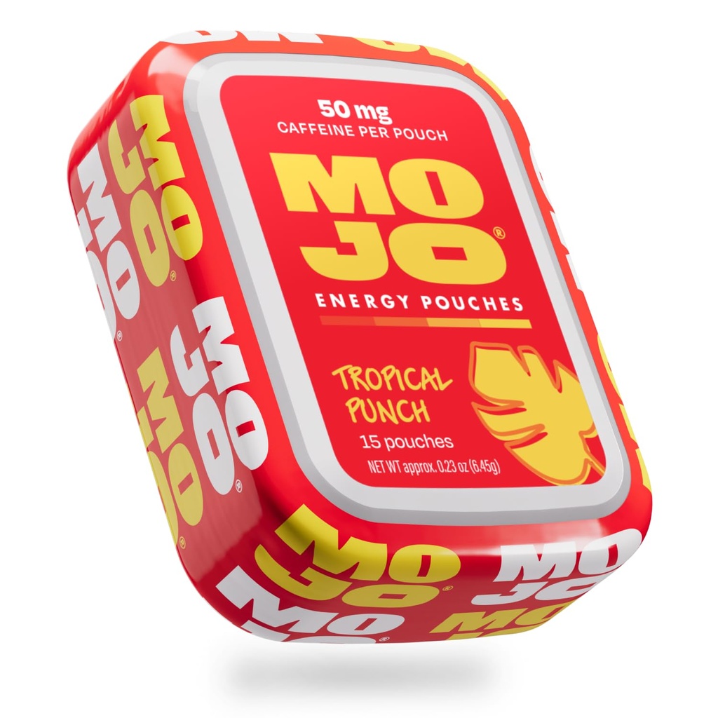 MOJO Energy 50mg Caffeine Pouches, Tropical Punch, 15 Pouches, 1-Pack