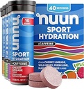 Nuun Sport Electrolyte Tablets med koffein fra Green Tea Extract, Magnesium, Calcium, Kalium, Chlorid & Natrium, Gluten Free & Vegan, Mixed Flavors, 4 Pack (40 Servere i alt)
