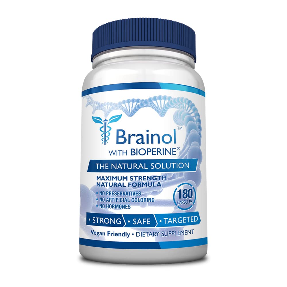 Brainol - Det klogeste valg for en hjerne boosting Nootrop - Forbedre mental ydeevne, fokus og klarhed - Med DMAE, Huperzine A, BioPerine - Vegan- Friendly - 180 Kapsler - 3 måneders forsyning