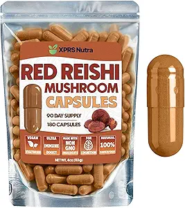 Reishi Mushroom Capsules - 180 Grev Red Reishi Mushroom Capsules - 3 Monthly Supply Real Mushrooms Reishi Supplement Pills til Kognitiv og immunboost - Mushroom Reishi Hongo Reishi Organico