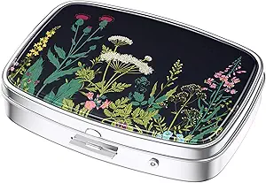 Nipichsha Pill Box, Lille Pill sag for purse & Pocket, Cute Travel Medicine Organizer, Portable Medicine Container Holder til at holde vitaminer, Medicin, Fish Oil & Supplement, Gray Black Gold