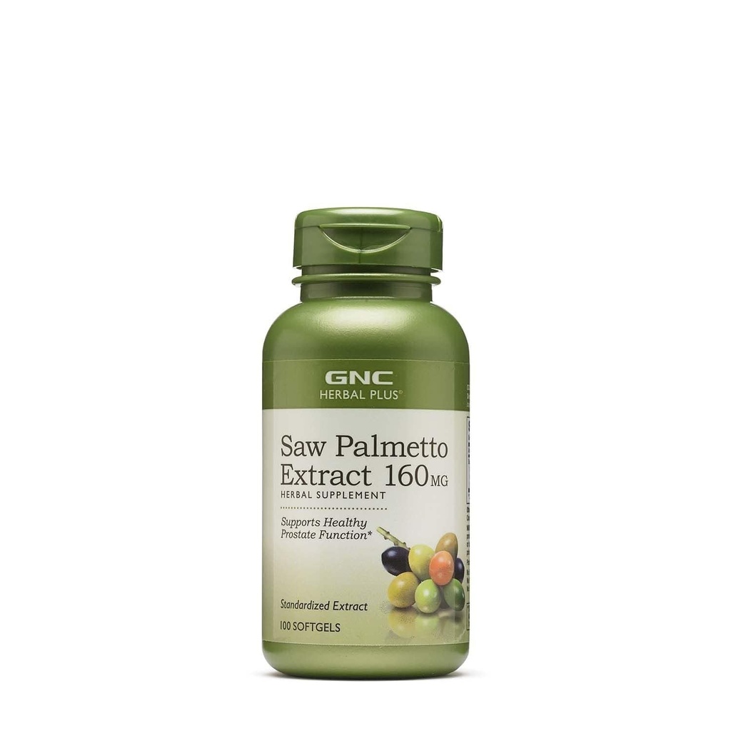 GNC Herbal Saw Palmetto Extract 160mg Supplement, Supports Healthy Prostate Function, 100 Servings