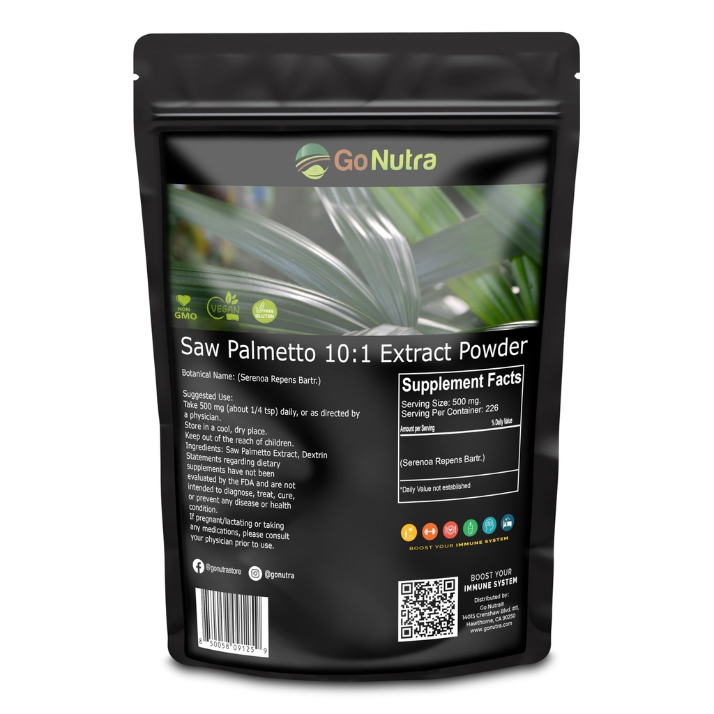 Go Nutra Saw Palmetto Extract Powder Potent 10:1 Strength | 4 oz. Saw Palmetto Supplement Saw Palmetto Powder