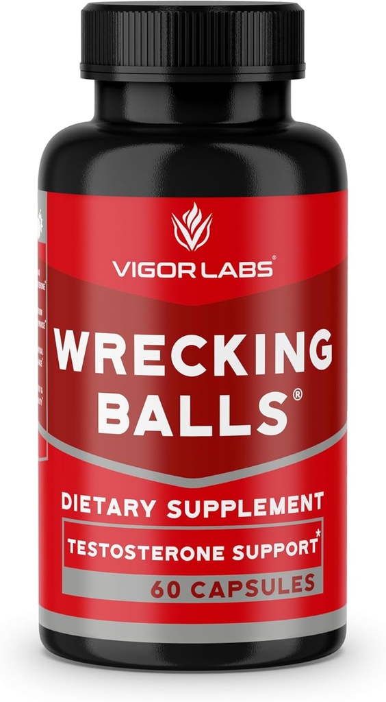 Vigor Labs Wrecking Balls (60 kapsler), understøtter den naturlige produktion af essentielle mandlig mandlig hormon af din krop til at støtte Fuller Drive, mandlig vitalitet, og øget Stamina. (Made in the USA)