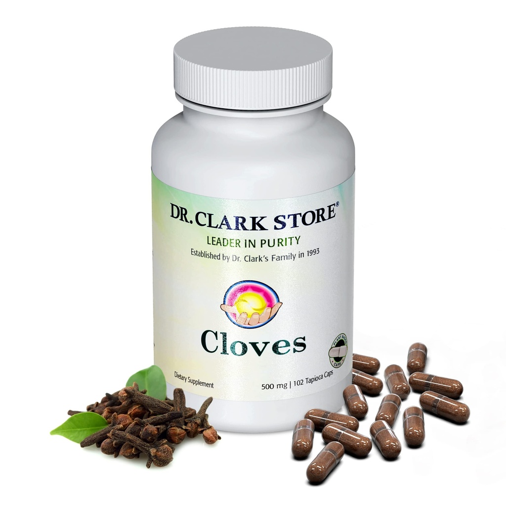 Dr. Clark Store Cloves Vegetar, 500mg, 102 Tapioca Capsules - Hjælper med at opretholde leverydelse og blodcirkulation