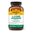 Country Life L- Lysin 1500mg kapsler med D-vitamin & hyldebær - Avanceret immunforsvar og collagen fornyelse - Certificeret Gluten- Free & Vegan - 180 kapsler