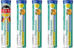 Tysk Magnesium oxide tillæg Note 124; Effervescent tabletter Note 124; Orange Flavor - 200 mg Magnesium per servering Note 124; Sukker fri, Vegan - T & D Pharma - Made in Germany