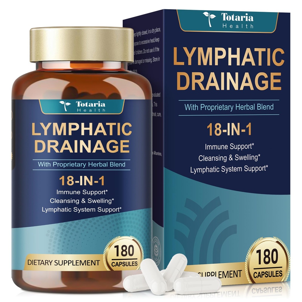 Totaria Lymph MD- Lymphatic Drainage Supplements with Echinacea, Dandelion, Burdock, Bromelain, Vitamin C, Zinc, Selenium, Proprietary Herbal Blend, 180 Counts