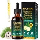 Soursop Bitters Liquid Drops – 2 Fl Oz, 10-in-1 with Irish Sea Moss, Black Cumin Seed Oil, Turmeric Extract, Ashwagandha, Moringa, Oregano, Vitamin C & D – Non-GMO, Vegan, Daily Wellness