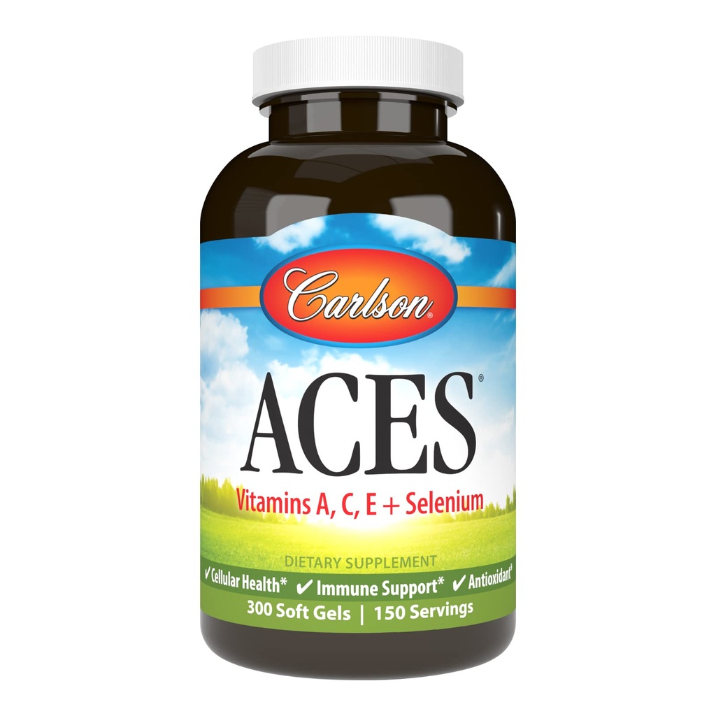 Carlson - ACES, Vitaminer A, C, E + Selenium, Cellular Health & immunsupport, Antioxidant, 300 Softgels