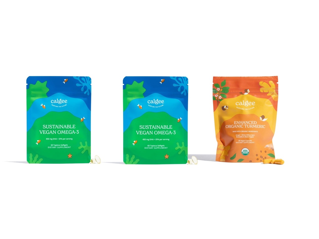 Vegansk Omega-3 2- Pack + USDA Økologisk gurkemeje
