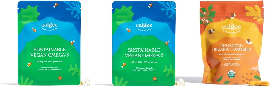 Vegansk Omega-3 2- Pack + USDA Økologisk gurkemeje