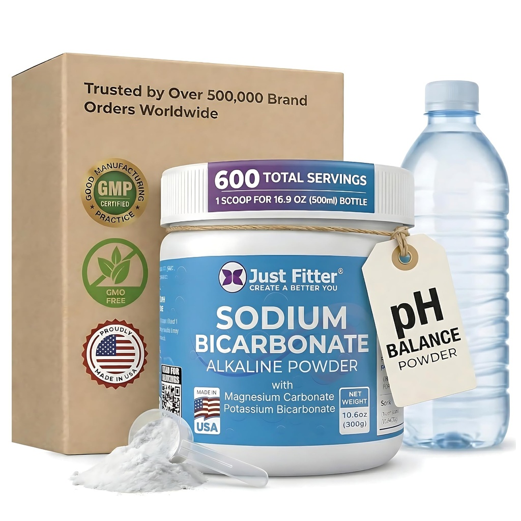 Sodium Bicarbonate Powder Supports pH Balance - Potassium Bicarbonate Slow Release Formula for Better Absorption - Bicarb Potassium Powder Helps Reduce Body Acid - Bicarbonato De Sodio Supplement