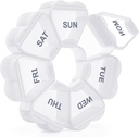 Stor Ugentlig Pill Organizer, Pill Box 7 Dag, KAPENS Daily Vitamin Case Stor kapacitet Compartments, Pill Containers for Fish Oil Medicine Kosttilskud, Hvid