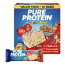 Pure Protein Fruity PEBBLES™ Protein Bars – 20g Protein, 3g Sugar, 190 Calories (12 count) Low Sugar* High Protein Snack – Gluten Free - Perfect for a Healthy Snack.