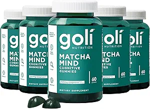 Goli Matcha Mind Gummies - 300 Greve - Green Tea Leaves Powder med Cognizin for fokus, opmærksomhed og hjerne sundhed, Vegan, Non- GMO, Gluten- Free & Gelatine Free.