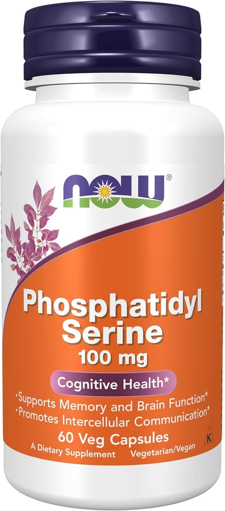 NOW Foods Supplements, Phosphatidyl Serine 100 mg with Phospholipid compound derived from Soy Lecithin, 60 Veg Capsules