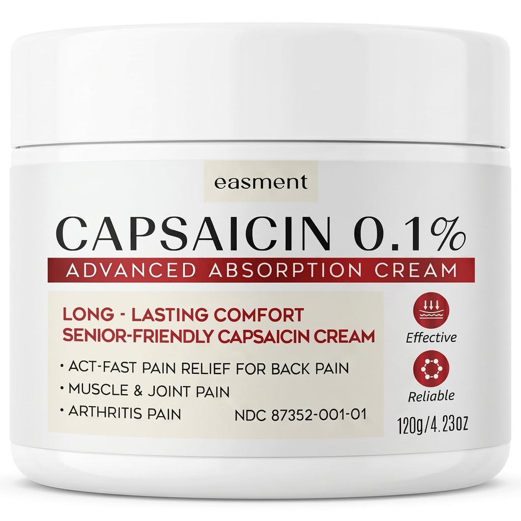 Capsaicin Pain Relief Cream – Topical Arthritis & Muscle Pain Relief for Joint, Nerve & Back Pain – Medicated Pain Cream with Capsaicin 0.1% – Arnica, Aloe & Chamomile, 4.23 Fl Oz