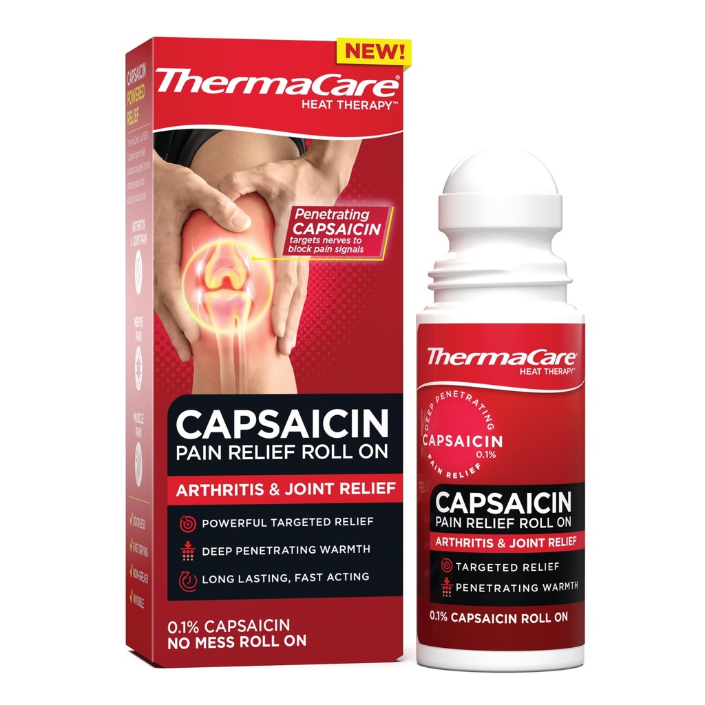 ThermaCare Arthritis Pain Relief Roll-On - Capsaicin Pain Relief for Joint & Muscle Pain - Warming Topical for Arthritis, Stiffness, & Aches - Mess-Free Roll-On for Daily Comfort Use - 2.5 oz